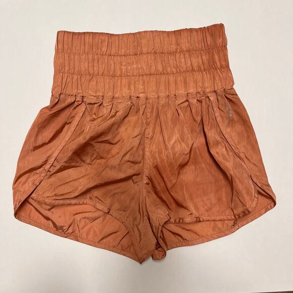 FP Movement Way Home Run Shorts Brushed Apricot Copper Logo Smocked Waist XS - Picture 4 of 7